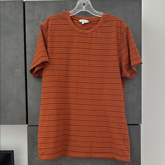 Ben Sherman Rust Striped Tee men’s size Large 100% cotton Orange crewneck shirt - Picture 8 of 9